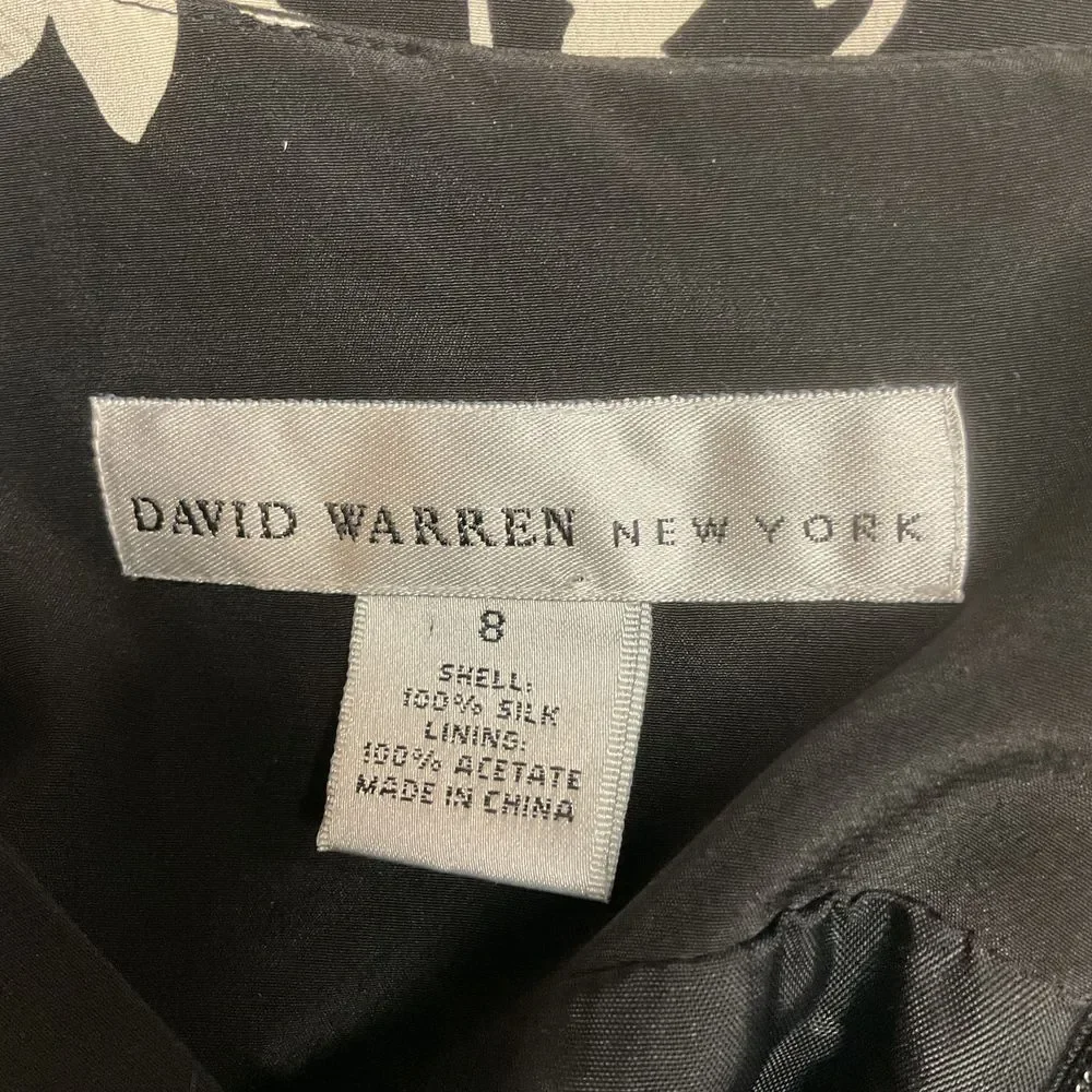 David Warren New York Black Floral Sleeveless Sheath Dress Size 8 100% Silk - Picture 10 of 11